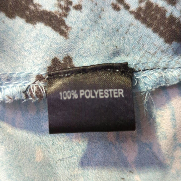 Jennifer & Grace Tunic Top Women Large Blue Brown Snake Print 3/4 Button Nature - Picture 10 of 13